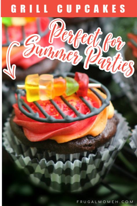 These Grill Cupcakes are a whimsical dessert to help you celebrate a summer barbecue party! Water Cakes, Grill Cupcakes, Bbq Birthday, Delicious Cupcakes Recipes, Bbq Desserts, Summer Cupcakes, Cupcakes Recipes, Baking 101, Puppy Cake