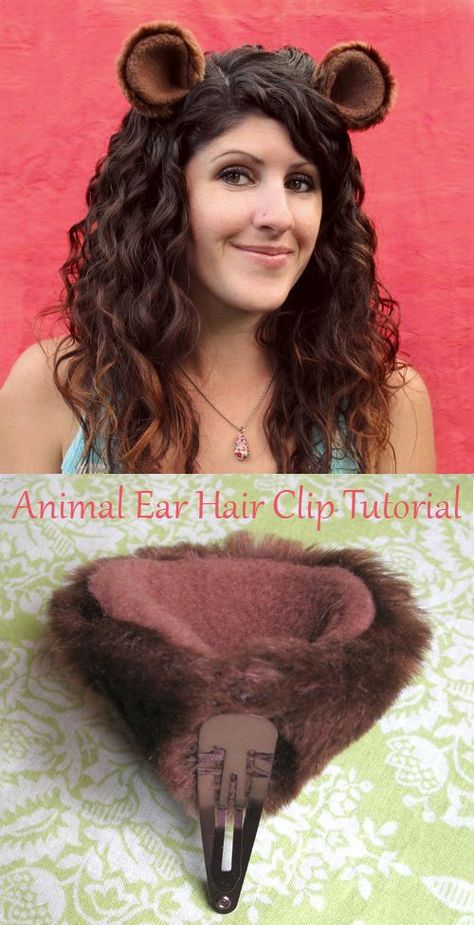 Hahaha, you never know when yoiu made need some animal ears lol Animal Ear Hair Clips Tutorial for Easy Halloween Costume Circus Animal Costume Diy, Hair Clips Tutorial, Halloween Hair Ideas, The Mask Costume, Animal Cosplay, Costume Carnaval, Diy Kostüm, Cosplay Tutorial, Cosplay Diy