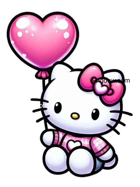 Hello Kitty Illustration, Hello Kitty Hearts, Hello Kitty Balloon, Hello Kitty Png, Kitty Clipart, Hello Kitty Clipart, Kitty Png, Balloon Illustration, Png Heart