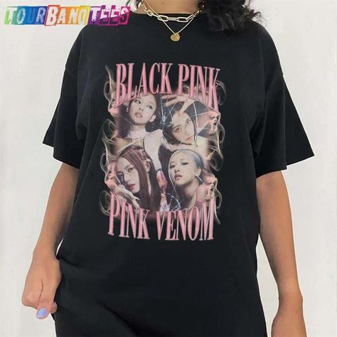 Black Pink Venom, Venom Sweatshirt, Blackpink Shirt, Venom T Shirt, Vintage 90s Style, Pink Venom, Retro Tee, Concert Shirts, 90s Style