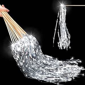 Simgoing 100 Pcs Lighted Wedding Wands LED Tinsel Wedding Wands Light up Wedding Streamers for Wedding Send off and Exits Baby Shower Birthday Party Favors(Silver) Wedding Send Off Ideas Nighttime, Tinsel Wedding, Wedding Streamers, Foam Glow Sticks, Bride Era, Dinner Planning, Geode Wedding, Wedding Wands, Log Candles