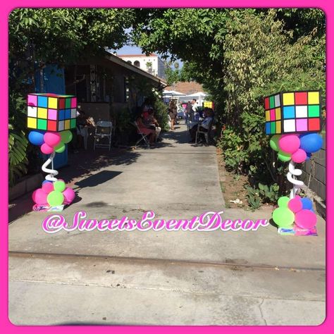 80's Theme - Rubix Cube  Quinceañera Party Ideas | Photo 5 of 11 80 Theme Party Ideas Decoration, Quinceañera Party Ideas, Column Decor, 80's Theme, 80s Birthday Parties, 80s Theme Party, Rubix Cube, 80s Theme, Quinceanera Party