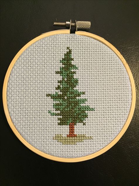 Pine tree cross stitch Stitch Christmas Tree, Christmas Tree Cross Stitch, Christmas Tree Cross, Tree Cross Stitch, Cross Stitch Pattern Christmas, Cross Stitch Family, Cross Stitch Stocking, Nature Cross Stitch, Cross Stitch Christmas