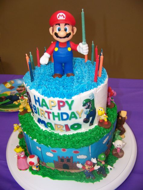 Mario's 12th Birthday cake Super Mario Theme Mario Birthday Cakes, Cake Super Mario, Super Mario Bros Cake, Chocolate Cake With Name, Baby Shower Sheet Cakes, Birthday Cake Clip Art, Super Mario Theme, Happy Birthday Chocolate Cake, Mario Birthday Cake