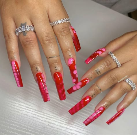 Jelly Red Nails, Jelly Polish, Retro Nails, Bunny Nails, Red Acrylic Nails, Cute Spring Nails, Exotic Nails, Long Square Acrylic Nails, Spring Nail Art