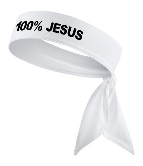 On Amazon - 100% JESUS White Black Sport Head Tie Headband - "100% JESUS" Sports Fan Tie Headband - Unisex Adult and Youth: Men, Women, Teens, Boys, Girls - Moisture Wicking: 88%microfiber polyester/12% Spandex - Great gift item/popular gift item! - Great team item. Headband White, Head Tie, Head Ties, Sports Headbands, Tie Headband, Black Headband, White Headband, Swoosh Logo, Nike Swoosh