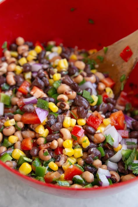 Easy Cowboy Caviar - The Roasted Root Easy Cowboy Caviar Recipe, Easy Cowboy Caviar, Cowboy Caviar Dip, Green Pepper Soup, Cowboy Caviar Recipe, Black Bean Corn Salad, Caviar Recipes, Easy Dip, Zesty Italian Dressing