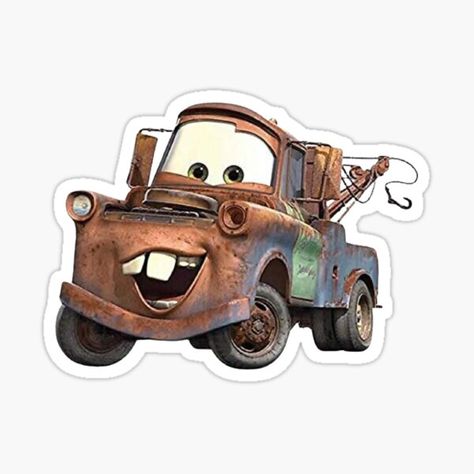 Disney Car Stickers, Laptop Stickers Disney, To Fast To Furious, Matte Cars, Mater Cars, Car Animation, Tow Mater, Disney Sticker, Disney Party