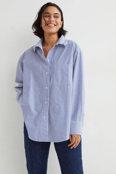 H&M Just Dropped the Most Expensive-Looking Basics | Who What Wear UK Blue Striped Shirt Outfit, Rich Girl Fashion, Honeymoon Outfits, Blue Striped Shirt, Enjoy Your Life, Classic Wardrobe, Check Shirt, Dream Style, Business Attire