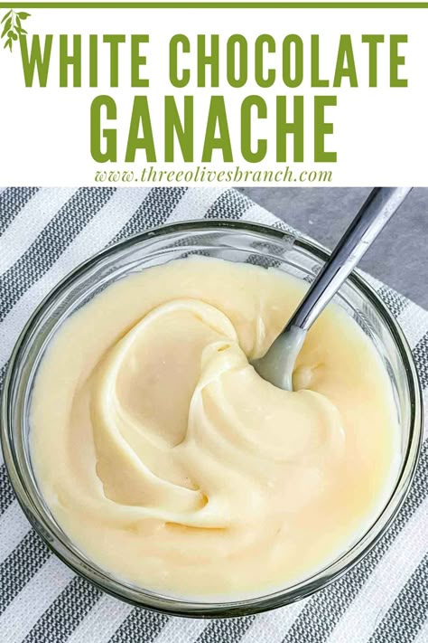 Ganache Recipe Easy, White Chocolate Ganache Recipe, Vanilla Ganache, Choc Ganache, Chocolate Ganache Recipe, Cake Filling Recipes, Frosting Recipes Easy, Dessert Sauce, Ganache Frosting