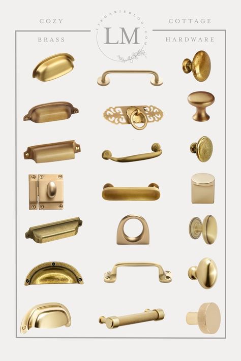 Cozy Farmhouse Brass Cabinet Hardware - Liz Marie Blog Antique Brass Kitchen Hardware, Farmhouse Kitchen Hardware, Antique Brass Cabinet Hardware, Rejuvenation Hardware, Gold Kitchen Hardware, Unlacquered Brass Hardware, Brass Kitchen Hardware, Antique Brass Kitchen, Gold Cabinet Hardware