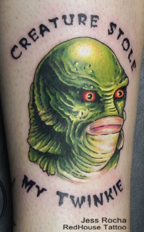 RedHouse Tattoo: The first of the Halloween Charity Tattoos Monster Squad Tattoo, Black Lagoon Tattoo, Universal Monsters Tattoo, Monsters Tattoo, Extreme Tattoos, Lagoon Tattoo, Creature Tattoo, Lagoon Art, Horror Movie Tattoos