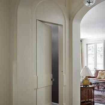 Hidden Powder Room Door Hidden Half Bath, Hidden Powder Room, Hidden Bathroom Door, Powder Room Door, Jib Door, Hidden Bathroom, Powder Room Design Ideas, Powder Room Mirror, Door Design Ideas