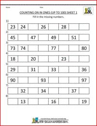 1st grade math worksheets counting on in 1s to 100 1 Kindergarten Math Printables, Counting Backwards, Counting Worksheets For Kindergarten, Kindergarten Math Free, Counting By 5's, First Grade Math Worksheets, Free Printable Math Worksheets, Math Sheets, Counting Worksheets