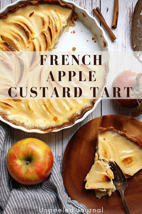 Classic French Apple Tart Recipe Tart Normande Recipe, French Apple Custard Pie Recipe, Apple Pie Tart Recipe, Best Apple Tart Recipe, French Custard Apple Pie, Breakfast Tarts Recipe, Winter Apple Desserts, French Apple Custard Pie, Apple Tart Recipe Easy