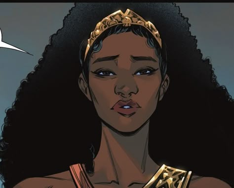 Black Women Comic Characters, Nubia Fanart, Black Female Superhero Character Design, Wonder Woman Nubia, Black Comic Characters, Queen Nubia, The Amazons, Face Structure, Comic Book Art Style