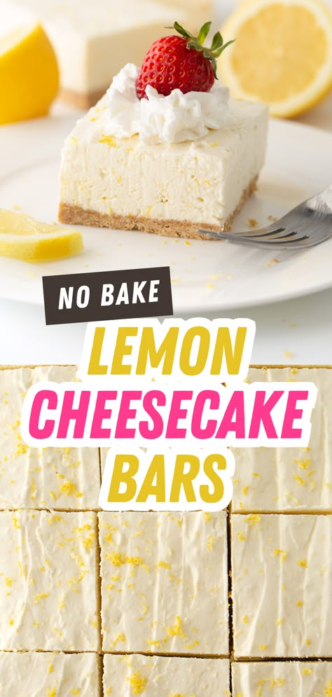 No Bake Lemon Cheesecake Bars 12 Tomatoes, Cheesecake Squares No Bake, Lemon Bars No Bake, No Bake Lemon Bars Easy, Easy Cheesecake Bars No Bake, Lemon Cheesecake Bars Recipe, Cream Cheese No Bake Dessert, 2 Ingredient Lemon Bars, No Bake Cheesecake Bars 9x13