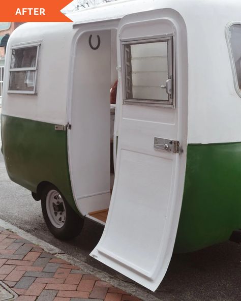 $4000 Boler Travel Trailer Redo - Before and After Photos | Apartment Therapy Boler Renovation, Vintage Camper Redo, Casita Trailer, Vintage Trailers For Sale, Trailer Redo, Vintage Trailer Remodel, Fiberglass Camper, Scamp Trailer, Boler Trailer