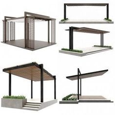 Pergola 3 - 3D Model for Corona Modern Gazebo, Diy Outdoor Table, Wooded Landscaping, Shelter Design, Metal Pergola, Wood Pergola, Pergola Designs, Beach Villa, Modern Bathroom Design