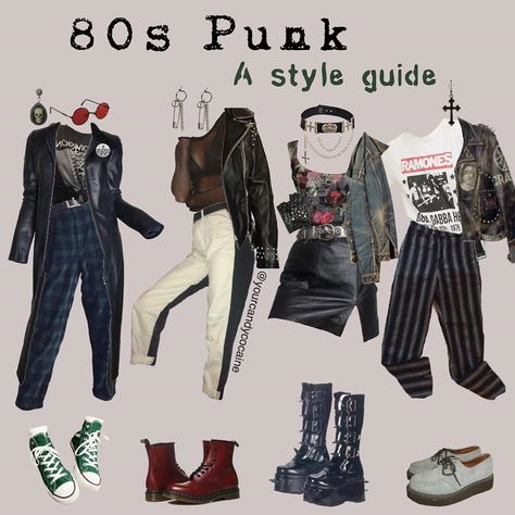 Abbie☕️ on Instagram: “One of you guys had requested that I make a moodboard for the 80s punk aesthetic, so here’s a lookbook for it! Comment which outfit you…” 80s Punk Aesthetic, 80s Punk Outfits, 1980s Punk Fashion, Punk 80s Fashion, Punk Fashion Aesthetic, 80s Fashion Grunge, 80s Fashion Outfits 1980s, Punk Aesthetic Outfit, Rockstar Aesthetic Outfits