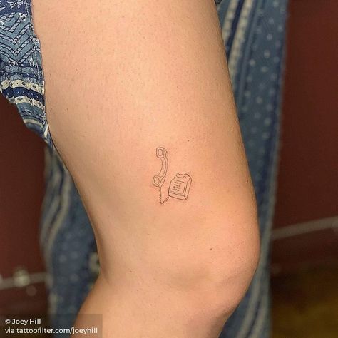 Tiny Phone Tattoo, Take The Phone Off The Hook Tattoo, Retro Phone Tattoo, Landline Phone Tattoo, Phone Tattoo Ideas, Phone Tattoo Vintage, Vintage Phone Tattoo, Extravagant Tattoos, Phone Off The Hook Tattoo