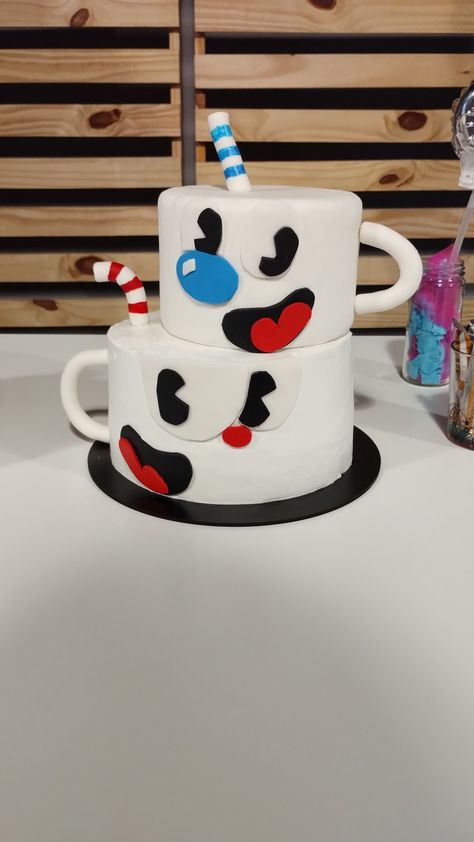 Cuphead And Mugman Party Ideas, Cuphead Party Ideas, Cuphead Birthday Party Ideas, Cuphead Cake, Cuphead Birthday, Kids Party Snacks, Cartoons Shows, Do Hwan, Woo Do Hwan