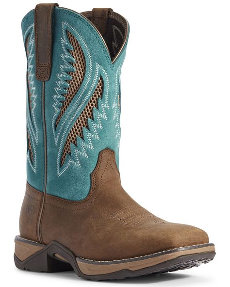 Concert Inspired Outfits, Punchy Aesthetic, Ariel Christmas, Western Footwear, Ariat Western Boots, Turquoise Boots, Square Toe Western Boots, Girl Cowboy Boots, Composite Toe Work Boots