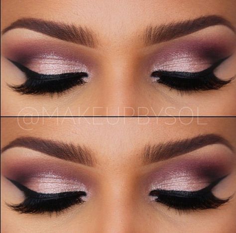 So pretty. Definitely will try for my next date night Green And Pink Makeup, Pink Glitter Eye Makeup, Makeup Look Eyeshadow, Makeup Looks Pink, Purple Wedding Makeup, Pink Makeup Brushes, Pink Makeup Look, Rosa Make-up, Gorgeous Eye Makeup