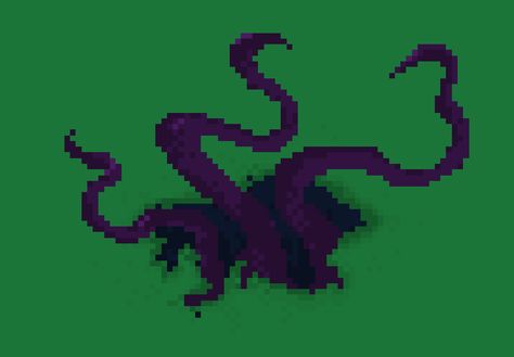 Pixel art - It's getting to boring down there, I think i'm gonna check on my human followers., Black Duck Overlord on ArtStation at https://www.artstation.com/artwork/rynN6 Pixel Art Horror Character, Pixel Creature, Octopus Pixel Art, Mythical Creatures Pixel Art, Pixel Tentacles, Check On Me, Angler Fish, Cool Pixel Art, Pixel Art Games