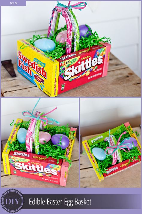 DIY BOX CANDY EASTER BASKET LINK: http://thekrazycouponlady.com/tips/family/diy-edible-easter-egg-basket/ Edible Easter Basket, Unique Easter Baskets, Easter Baskets To Make, Candy Easter Basket, Diy Edible, Easter Egg Basket, Easter Goodies, Unique Easter, Easter Basket Diy