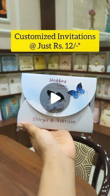 King Of Cards India Pvt. Ltd. on Instagram: "The client asked for a Butterfly Wedding Card and here's the result.

Butterfly cards at Rs.12/- with the below terms and conditions:

>  Designing charges Rs.1000 applicable.
>  Folding charges 3rs per card
>  Minimum order quantity 200nos.
>  Shipping and GST applicable.
>  Offer valid till 15 march.

#love #instagood #custominvitations #uniquedesign #butterfly #card" King Of Cards, Butterfly Wedding Invitations, Butterfly Invitations, Butterfly Card, Butterfly Wedding, Wedding Card Design, Terms And Conditions, Invitation Card Design, Butterfly Cards