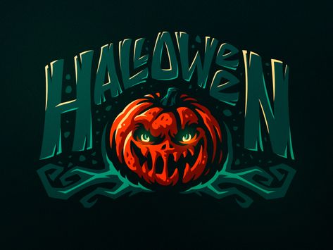 Happy Halloween Dribbblers! by Dlanid Halloween Logo Design, Prince Background, Halloween Lettering, Halloween Typography, Halloween Logo, Halloween 4, Halloween Fonts, Halloween Illustration, Game Logo