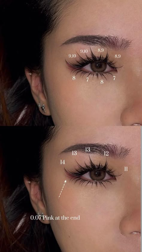 Lash Extensions Styles For Asian Eyes, Monolid Lash Map, Manga Lash Map, Eyelash Extensions Styles Asian Eyes, Manga Lashes Extensions Asian, Eyelash Extension Asian Eyes, Lash Extentions Asian Eyes, Lash Extensions Makeup, Natural Fake Eyelashes