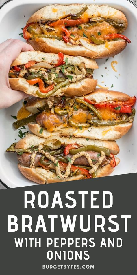 Grilled Brats, Brats Recipes, Bratwurst Recipes, Easy One Pot Meals, Zebra Stripes, Budget Friendly Recipes, Peppers And Onions, Sausage Recipes, One Pot Meals