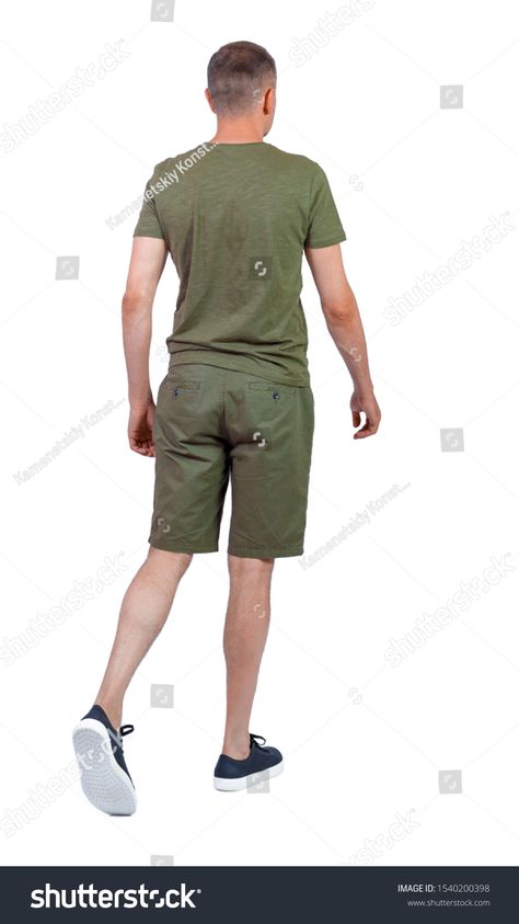 Back view of going handsome man in shorts. walking young guy . Rear view people collection. backside view of person. Isolated over white background. A guy in summer clothes goes into the distance. #Ad , #Ad, #guy#young#people#Rear Man Walking From Behind, Man Walking On Beach, Stilts, Green Shorts, Rear View, Cargo Shorts, Mens Shorts, Mens Short, Royalty Free Stock Photos