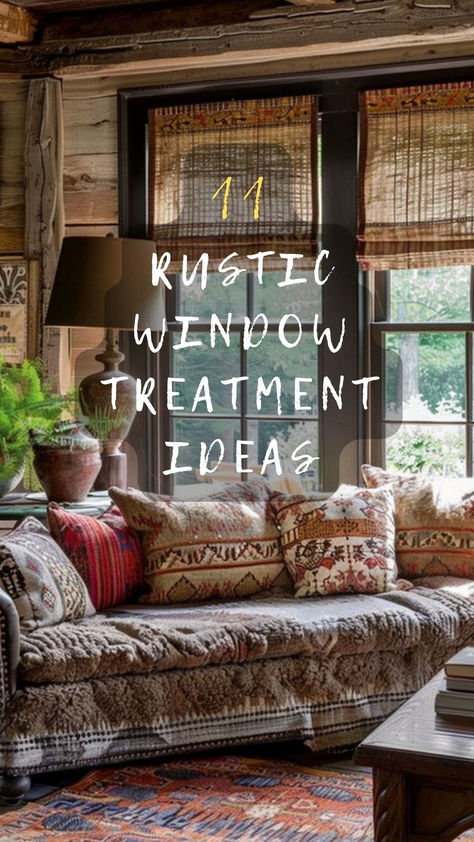 Interested in cozy, rustic window treatments? 🌲🏡 Click to delve into 11 ideas that add a charming warmth to your windows. #RusticDecor #WindowTreatments #CozyHome #HomeStyle #RusticWindows Picture Window Treatments, Loft Curtains, Rustic Window Treatments, Unique Window Treatments, Cabin Windows, Bring The Outdoors Inside, Cabin Loft, Window Treatments Living Room, Rustic Window