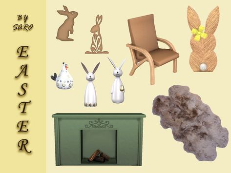 The Sims Resource - Easter 2022 Sims 4 Easter, Easter Chair, Chicken Items, Sims 4 Clutter, Easter Chicken, Ceramic Bunny, Easter Bunny Eggs, Bunny Decor, Electronic Art