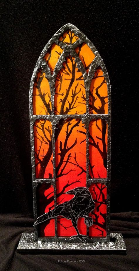 Gothic Mosaic, Gothic Window Frame, Diy Halloween Window Decorations, Front Yard Halloween, Diy Halloween Window, Front Yard Halloween Decorations, Gothic Crafts, Gothic Window, Halloween Window Decorations