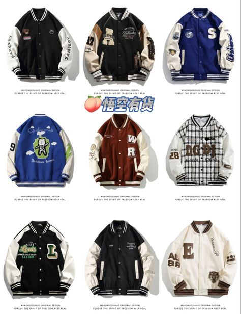 Senior Jacket Ideas, University Jacket Outfit, Senior Jackets Design Ideas, Varsity Jacket Aesthetic, Varsity Outfit, Baseball Jacket Outfit, Senior Class Shirts, Senior Jackets, Varsity Jacket Outfit