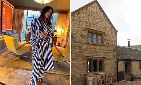 Victoria Beckham's home office is a dream – a debut full view | HELLO! David Beckham House, Beckham House, Cotswolds Home, Victoria And David Beckham, Black Metal Floor Lamp, The Beckham Family, Cotswold House, Victoria And David, Victoria Beckham Style