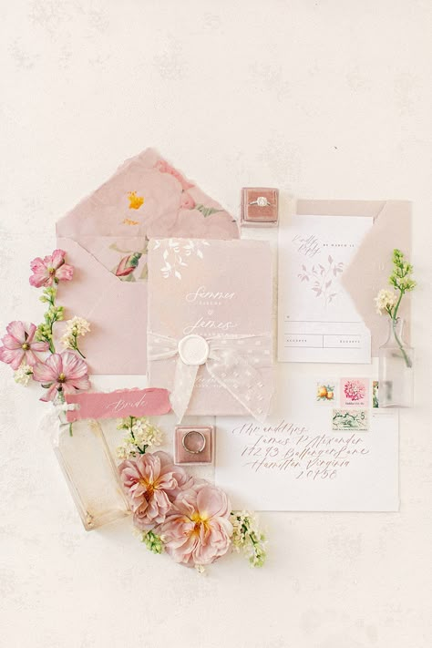 Invitation Photography Styling, Wedding Card Photography, Wedding Invitation Photography, Aesthetic Invitation, Pastel Wedding Invitations, Wedding Flat Lay, Spring Wedding Invitations, Invitation Suites, Bridal Invitations