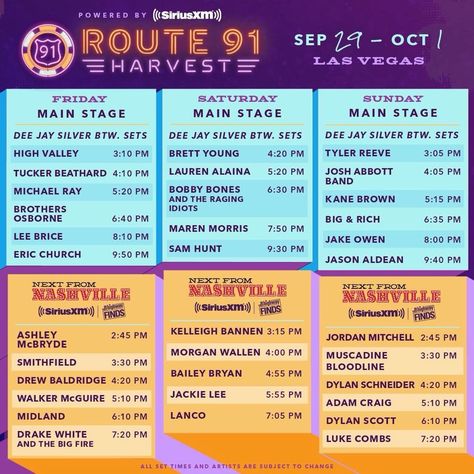 Route 91 line up 2017 #Route91 #Lineup Route 91, Country Strong, Friday Saturday Sunday, Las Vegas, Festival, 10 Things