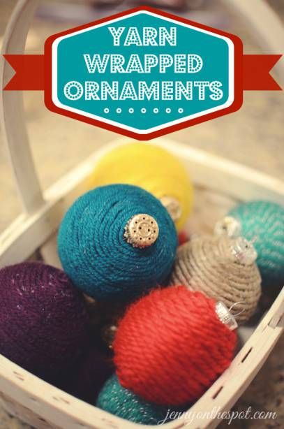 How to make yarn wrapped ornaments via @Jenny On The Spot #diy #ornaments #christmastree #kidscrafts Yarn Wrapped Ornaments, Diy Yarn Ornaments, Whimsical Crochet, Yarns Ornaments, Crochet Ornaments, Unique Diy Gifts, Yarn Diy, Yarn Ball, Christmas Ornament Crafts