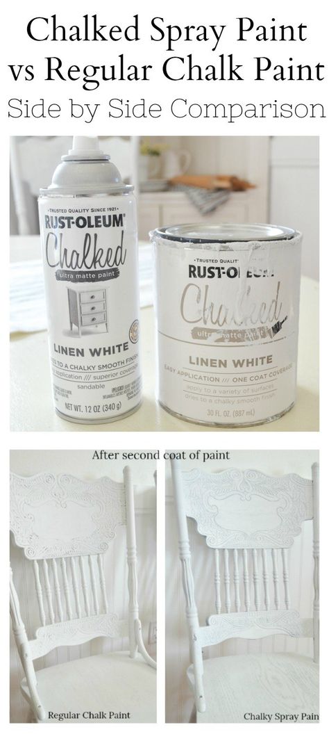 Farmhouse Spray Paint Colors, Off White Chalk Paint Furniture, Chalky White Paint Color, Chalk Paint Chairs Wood, Chalk Spray Paint Colors, Best Spray Paint For Furniture, Chalk Spray Paint Furniture, Rust Oleum Spray Paint Colors, Rust Oleum Chalk Paint Colours