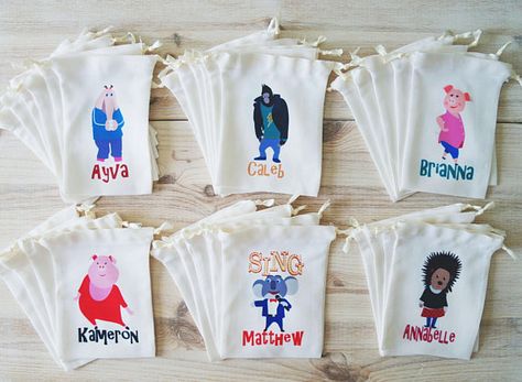 Sing Movie Favor Bags Sing Party Favors Personalized Party Movie Birthday Party Theme, Ninja Decorations, Sing Party, Movie Theme Birthday Party, Personalised Party Bags, Sing Movie, Movie Birthday Party, Unicorn Party Favors, Movie Birthday