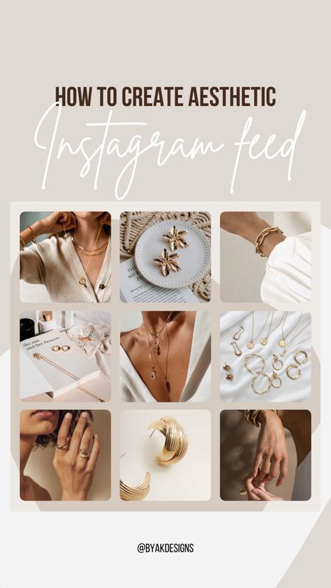 How to create aesthetic instagram feed, beige themed instagram design, Customazible instagram post templates for your aesthetic instagram feed. E-commerce business instagram profile, product based Instagram. Jewelry Shop Instagram Feed, Aesthetic Instagram Feed Ideas Business Jewelry, Jewelry Store Instagram Feed, Jewelry Business Instagram Feed, Small Jewelry Business Instagram, Aesthetic Jewelry Instagram Feed, Jewellery Business Instagram Feed, Jewellery Page Name Ideas For Instagram, Jewelry Posts Instagram Ideas