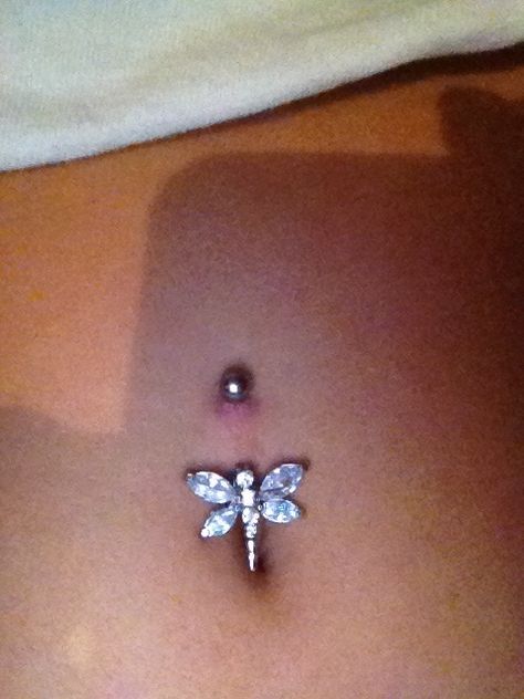 My new belly button piercing! Dragonfly. Little red bc I was messin with it Persings Belly Button, Scorpion Belly Button Piercing, Outer Belly Button Piercing, New Belly Button Piercing, Belly Bars Pretty, Belly Button Piercing Hippy, Fairy Belly Button Piercing, Belly Button Piercing Placement, Belly Button Piercing Anatomy