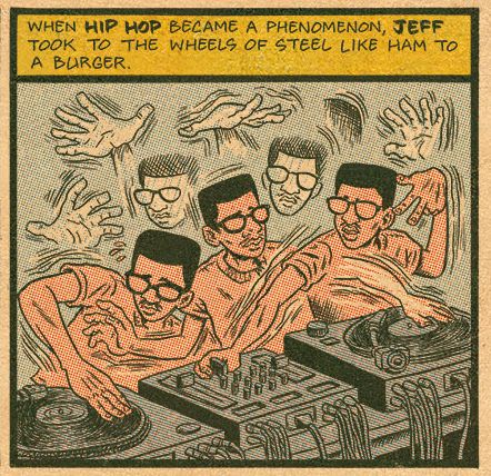 DJ Jazzy Jeff from the Hip Hop Family Tree comics Ed Piskor, Hip Hop Illustration, African American Artwork, Dj Art, Hip Hop Artwork, Music Illustration, Hip Hop Art, Disc Jockey, Kawaii Doodles