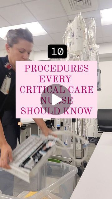 Sarah Vance | Critical Care Education for Nurses on Instagram: "Comment with what you would add below 👇🏼  HERE ARE 🔟 PROCEDURES EVERY ICU NURSE NEEDS TO UNDERSTAND... regardless of which critical care specialty you practice in.   1️⃣ INTUBATION: Placing an endotracheal tube into a patient's airway to assist for ventilation, oxygenation, airway protection, or a combination.   2️⃣ CENTRAL LINE INSERTION: Placing a larger diameter and longer vascular access device into a patient's vein that allows for the administration of multiple incompatible medications at once, ease of frequent blood draws, protection against vesicant medication administration,  rapid administration or blood/fluids, and hemodynamic monitoring ( intra-cardiac values if a pulmonary artery catheter is used).   3️⃣ ARTERIA Hemodynamic Monitoring, Arterial Line, Endotracheal Tube, Central Line, Medication Administration, Nursing Education, Critical Care, Medical, Education