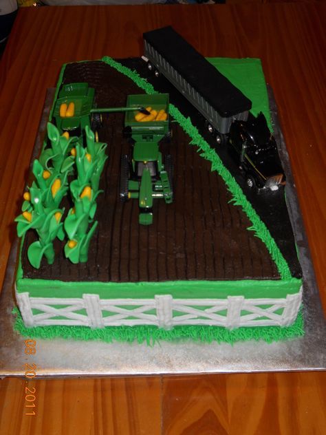 John Deere Birthday Cake, Tractor Birthday Cakes, John Deere Cake, Farm Birthday Cakes, John Deere Birthday, 9th Birthday Cake, Tractor Cake, 8th Birthday Cake, Farm Themed Birthday Party